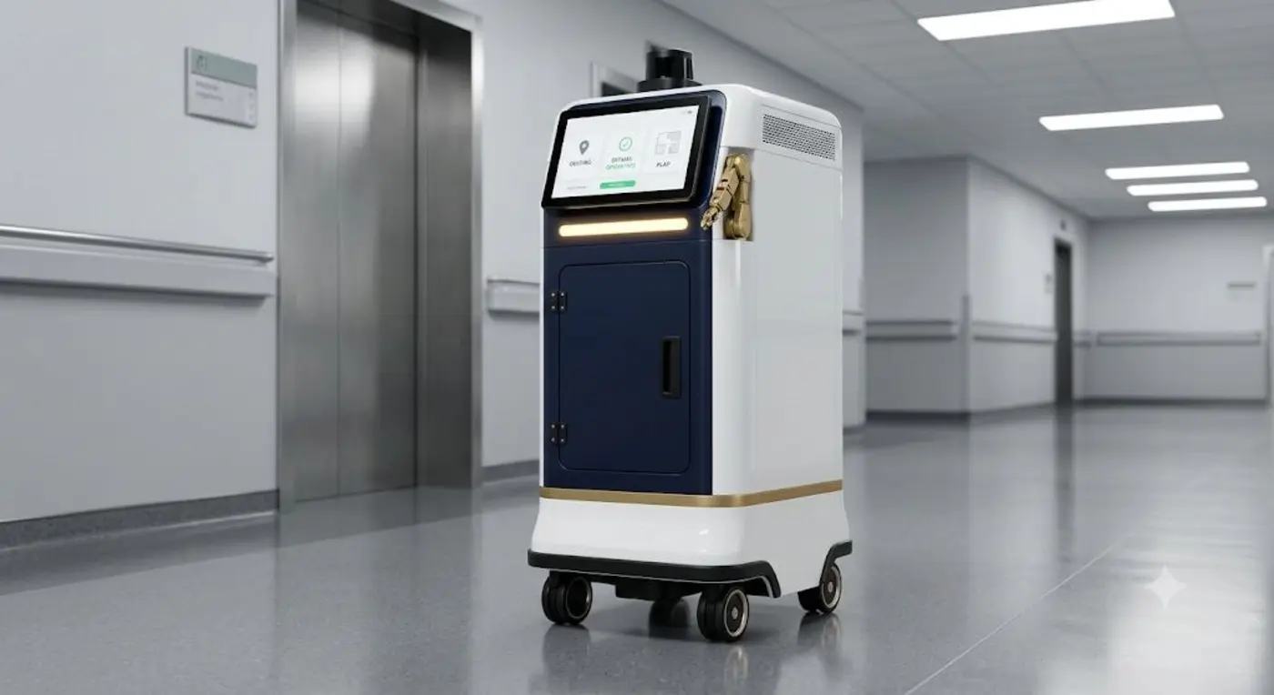 Robot ALBA Hospital en pasillo hospitalario, canon aprobado